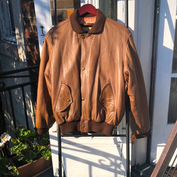 World Traveler Chevignon Other - Beige leather bomber jacket made in France